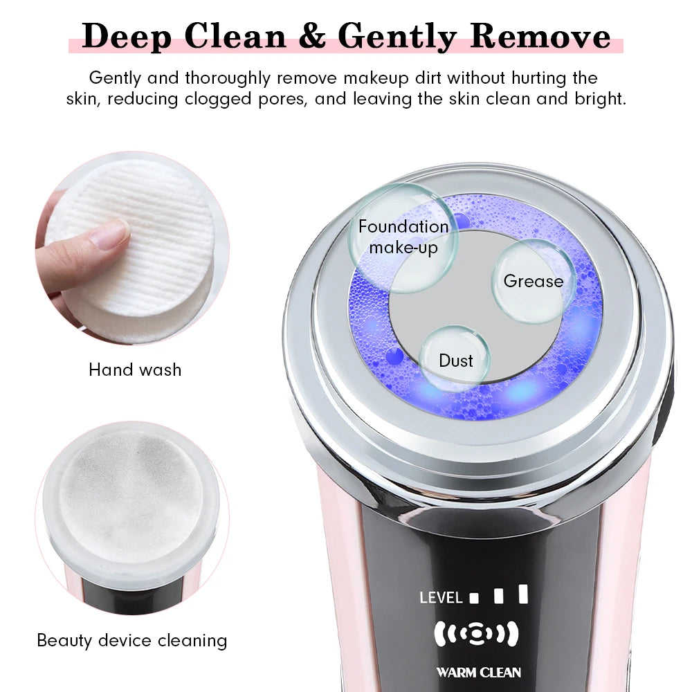 Appareil de massage facial EMS avec luminothérapie LED, vibrations soniques ioniques, raffermissement de la peau, lifting du visage, anti-rides, outil de beauté et de soin de la peau