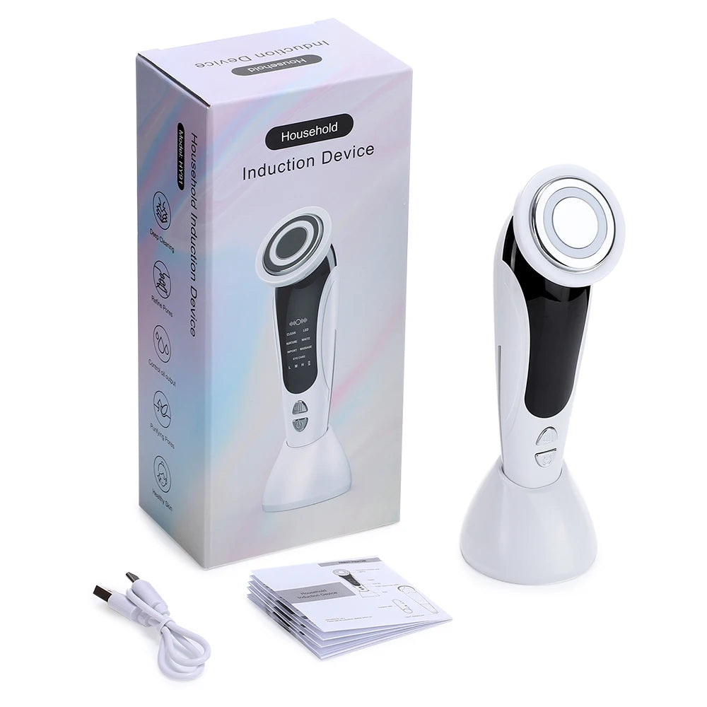 Appareil de massage facial EMS avec luminothérapie LED, vibrations soniques ioniques, raffermissement de la peau, lifting du visage, anti-rides, outil de beauté et de soin de la peau