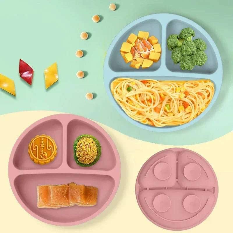 Food Grade Silicone Baby Feeding Set – Suction Bowl, Plate, Straw Cup & Wooden Spoon