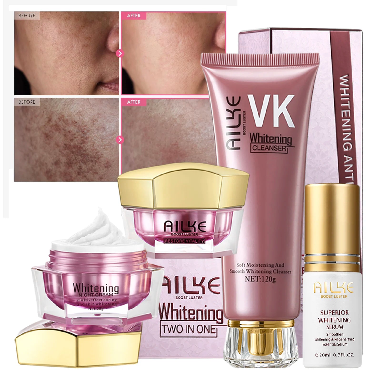 AILKE Crème Visage Éclaircissante – Hydratant à l'Acide Hyaluronique