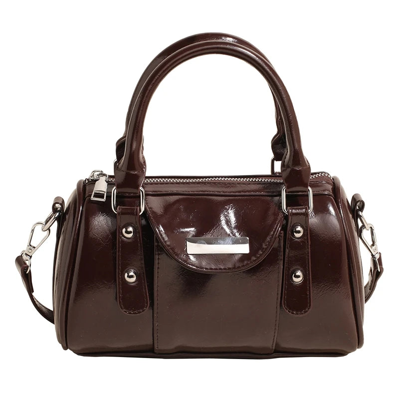 Mini sacs à main bordeaux pour femmes en cuir PU brillant, sacs à bandoulière de couleur unie, derniers sacs à main de luxe de créateur 2024