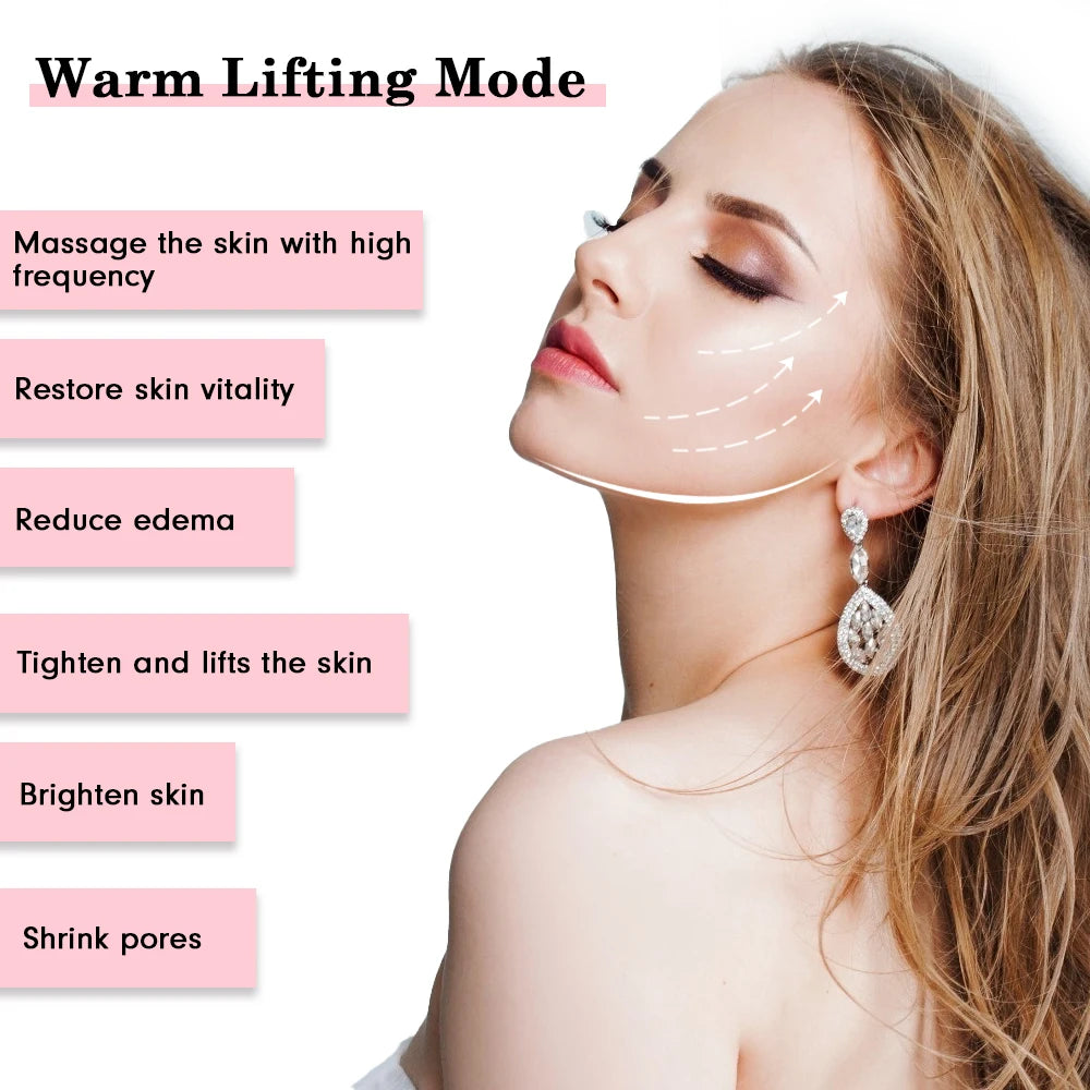 Appareil de massage facial EMS avec luminothérapie LED, vibrations soniques ioniques, raffermissement de la peau, lifting du visage, anti-rides, outil de beauté et de soin de la peau