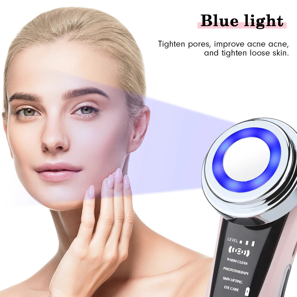 Appareil de massage facial EMS avec luminothérapie LED, vibrations soniques ioniques, raffermissement de la peau, lifting du visage, anti-rides, outil de beauté et de soin de la peau