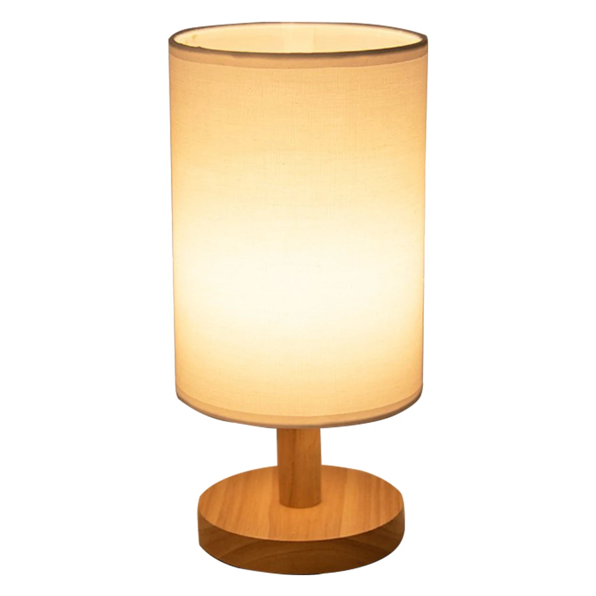 Lampe de chevet USB Veilleuses Lampe de table pour chambre Lampe de bureau en bois Veilleuse de chevet avec abat-jour cylindrique Décoration d'intérieur