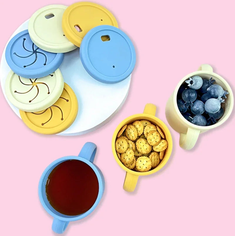 Food Grade Silicone Baby Feeding Set – Suction Bowl, Plate, Straw Cup & Wooden Spoon