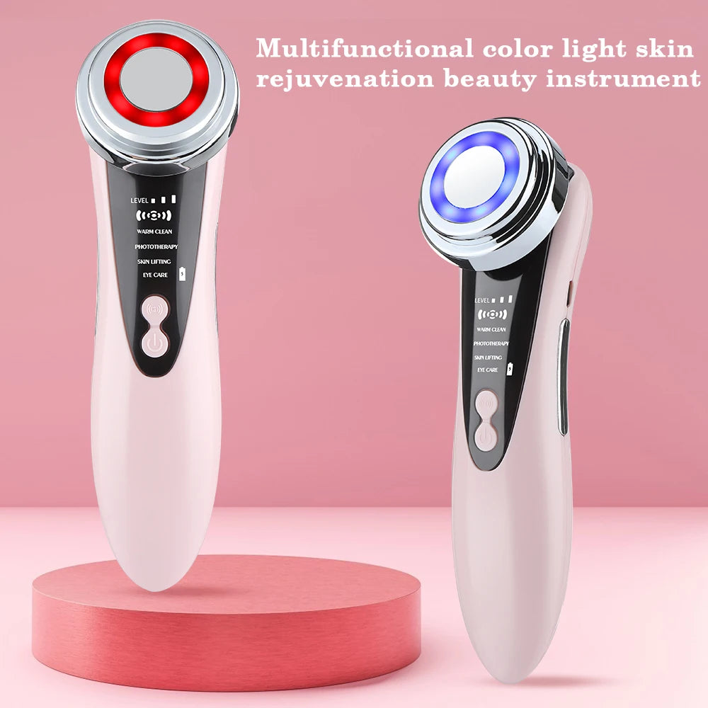 Appareil de massage facial EMS avec luminothérapie LED, vibrations soniques ioniques, raffermissement de la peau, lifting du visage, anti-rides, outil de beauté et de soin de la peau