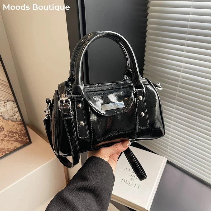 Mini sacs à main bordeaux pour femmes en cuir PU brillant, sacs à bandoulière de couleur unie, derniers sacs à main de luxe de créateur 2024