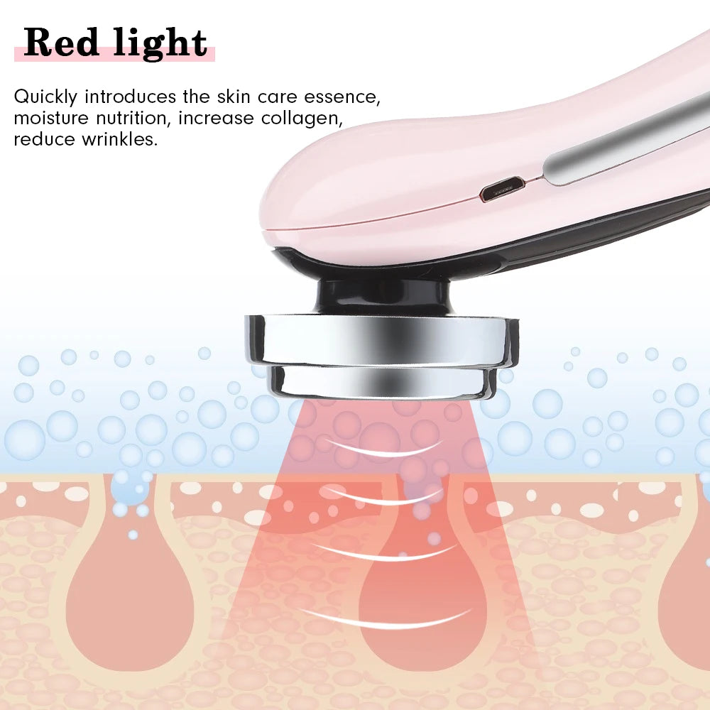 Appareil de massage facial EMS avec luminothérapie LED, vibrations soniques ioniques, raffermissement de la peau, lifting du visage, anti-rides, outil de beauté et de soin de la peau