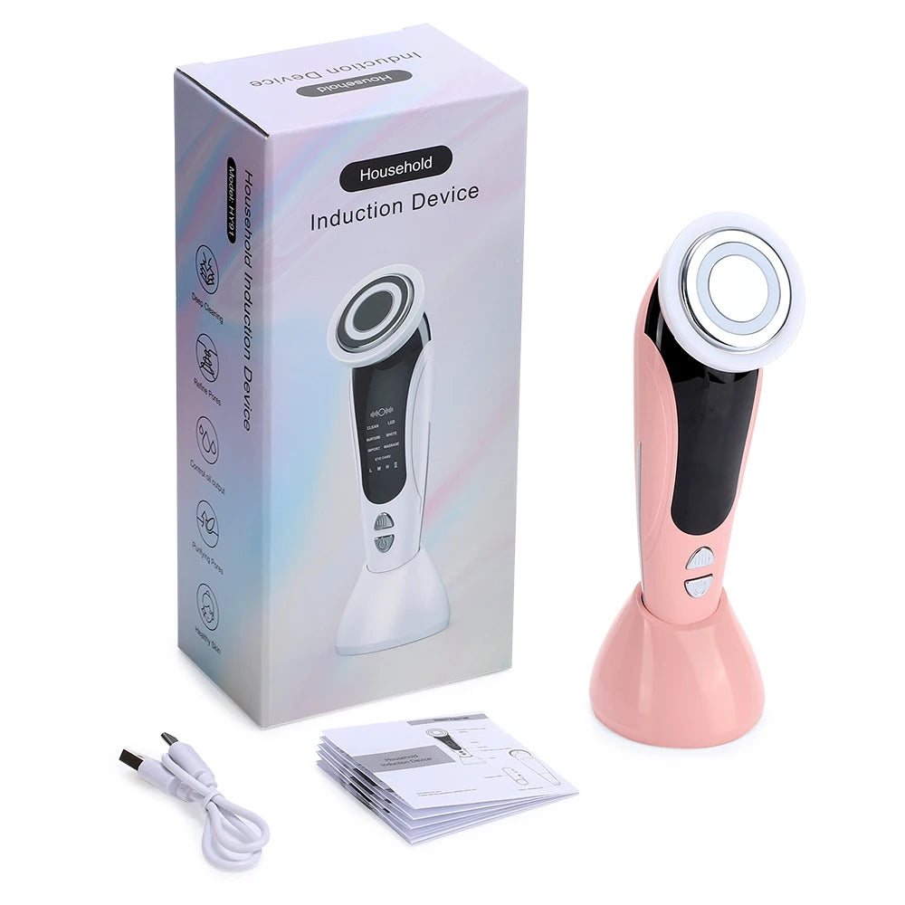 Appareil de massage facial EMS avec luminothérapie LED, vibrations soniques ioniques, raffermissement de la peau, lifting du visage, anti-rides, outil de beauté et de soin de la peau