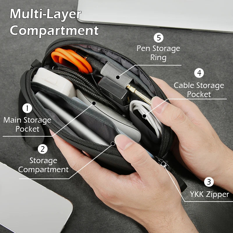 BANGE Travel Electronics Organizer Bag – Cable, Power Bank & Hard Drive Storage Pouch