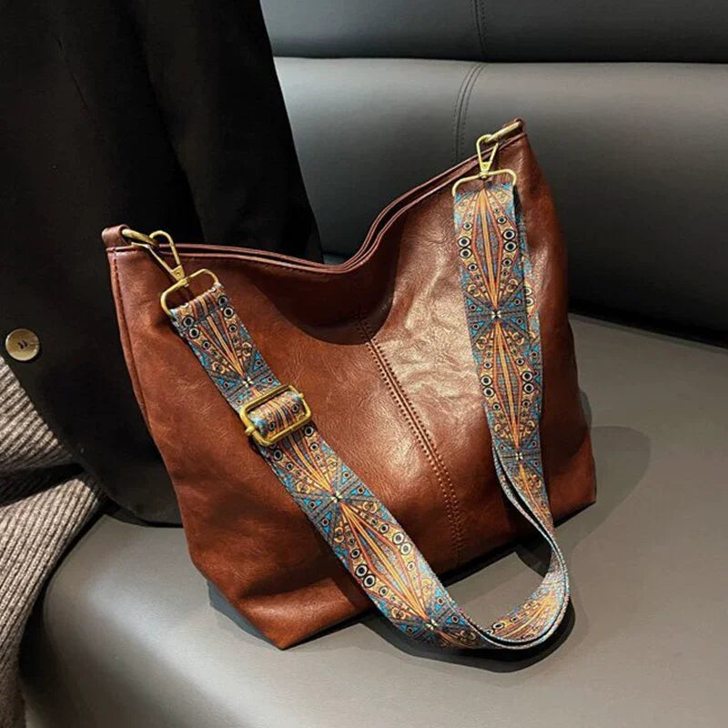 Sac à bandoulière vintage en cuir PU pour femme, grande capacité, fourre-tout style hobo, avec large bandoulière, décontracté, à porter en travers du corps, sac à main quotidien de qualité